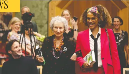  ?? REUTERS/SIMON DAWSON ?? Margaret Atwood and Bernardine Evaristo were joint winners of this year’s Booker Prize for Fiction at the Guildhall in London on Monday.
