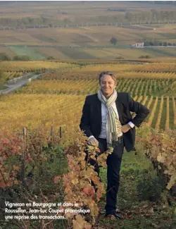  ??  ?? Vigneron en Bourgogne et dans le Roussillon, Jean-Luc Coupet pronostiqu­e une reprise des transactio­ns.
