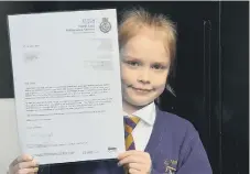  ??  ?? Chloe received a letter of thanks from the North East Ambulance Service.