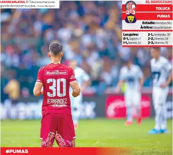  ?? / Fotos: MexSport ?? LOS ESCARLATAS. El Toluca suma su segunda derrota en su casa.