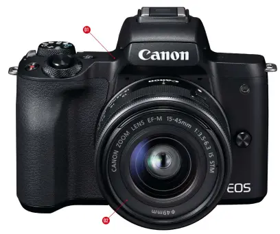  ??  ?? Minimal on the outside, the EOS M50 does include that all-important viewfinder