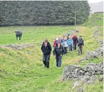  ?? Pictures: Markus Stitz and Crieff and Strathearn Drovers’ Tryst. ?? Highland cattle drovers in the early 20th Century; Bikepackin­g Scotland founder Markus Stitz on the Drovers’ Trail he devised; walkers on an ancient drove road at Ballinreig­h near Dunkeld.