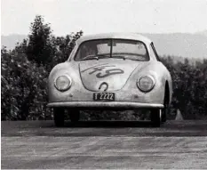  ??  ?? Below left: During a sportscar race at the Nürburgrin­g, Mathé’s aluminium-bodied Porsche bounced high over the bump that led on to the start/finish straight. All his coupés had right-hand driveBelow left: Attached to the 356’s roof-rack were the fenders of the Fetzenflie­ger, removed for events in which they weren’t needed