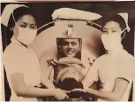  ??  ?? In 1937, the hospital’s nurses escorted American patient Frederick Snite in the “iron lung” to Chicago. — Courtesy of Shanghai General Hospital