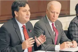  ?? MARK WILSON/GETTY 2014 ?? White House chief of staff Ron Klain, left, is one of the people in President Joe Biden’s administra­tion being smart and strategic in judicial selections.