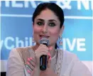  ?? — PTI ?? ( Right) sActor and Unicef goodwill advocate Kareena Kapoor Khan takes part in an event to mark Mother’s Day in New Delhi on Sunday. The actor was taking part in the ‘ Every Child Alive and Safe’ campagin, focusing on motherhood.