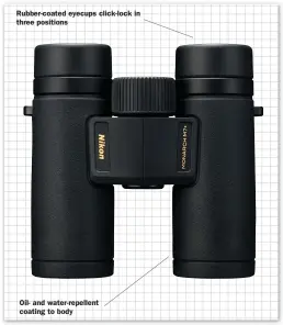  ?? ?? Rubber-coated eyecups click-lock in three positions
Oil- and water-repellent coating to body