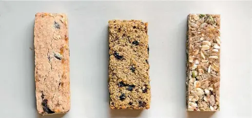  ??  ?? Store-bought muesli bars can be an attractive lunchbox filler, but they are often high in sugar.