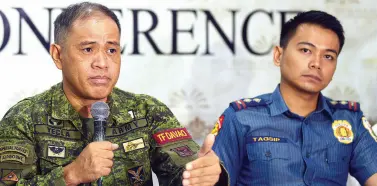  ??  ?? COL. CONSOLITO Yecla says the maximum security zone may be expanded to include the Roxas night market after pilot-testing the protocol in San Pedro square during the recent Kadayawan festival. Yecla is one of the guests of the AFP-PNP media forum at The Royal Mandaya Hotel on Wednesday. At right is Police Capt. Nolan Tagsip, spokespers­on of Davao City Police Office. BING GONZALES