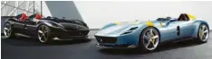  ?? Foto: Ferrari ?? Zwei ungestüme Pferdchen: Monza SP1 (rechts als Einsitzer) und SP2 befeuert Ferrari mit einem V12 mit über 800 PS.