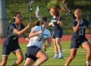  ?? SAM STEWART — DIGITAL FIRST MEDIA FILE PHOTO ?? Daniel Boone’s Ashley Bonetz, pictured here during a game against Pottstown last season, scored two goals in the Blazers’ first-ever Berks Conference victory.