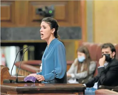  ?? Foto: Efe ?? Irene Montero, en su intervenci­ón de ayer en la tribuna del Congreso de los Diputados.