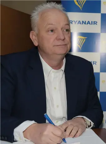  ??  ?? Eddie Wilson, Ryanair’s chief people officer says ‘little progress’ has been made in Irish talks
