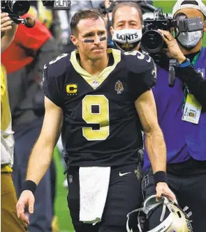  ?? CHRIS GRAYTHEN GETTY IMAGES ?? Drew Brees hasn’t announced he’s retiring, the Saints haven’t announced he’s retiring and there was a video of the 42-year-old last week pushing a weighted sled during a workout.