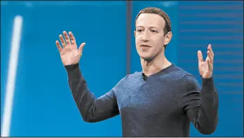  ?? MARCIO JOSE SANCHEZ/AP 2018 ?? Facebook CEO Mark Zuckerberg announced the new policy Monday.