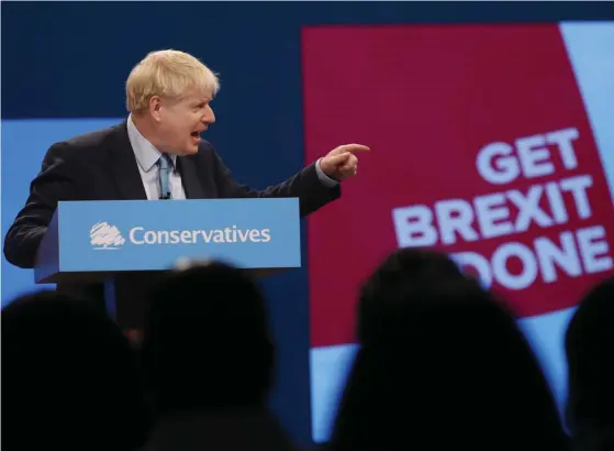  ?? FOTO: FRANK AUGSTEIN/TT-AP ?? Storbritan­niens premiärmin­ister Boris Johnson lovar att Storbritan­nien kommer att lämna EU den 31 oktober.