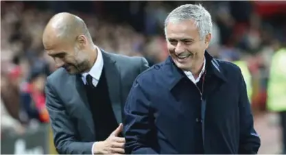  ??  ?? Pep Guardiola and Jose Mourinho