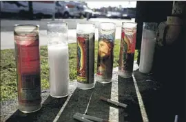  ?? Gary Coronado Los Angeles Times ?? A MEMORIAL on South Anaheim Boulevard in Anaheim marks where two men died from drug overdoses Monday. Authoritie­s think fentanyl is to blame.