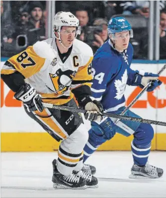  ?? GETTY IMAGES FILE PHOTO ?? Sidney Crosby of the Penguins and Auston Matthews of the Leafs ranked in the top five players in a host of categories, and Matthews was picked third for which player would be best to start a franchise with.