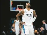  ?? AP FILE ?? The Nets dealt Kyrie Irving to the Mavericks on Sunday. Last week, the 30-year-old eight-time All-Star guard asked the Nets for a trade after contract talks broke down.