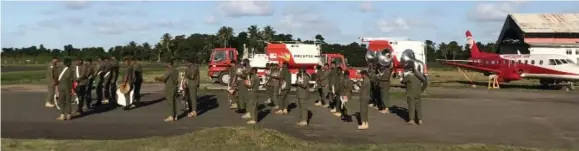  ??  ?? The real-time rehearsal yesterday by the Republic of Fiji Military Forces at the Nausori Internatio­nal Airport on July 7, 2018, for Papua New Guinea Prime Minister O’Neill’s arrival today.