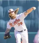 ?? STEVE HELBER/AP ?? Orioles pitching prospect Nick Vespi has recorded four saves and allowed three runs in 13 ⅓ innings out of the bullpen for Triple-A Norfolk.