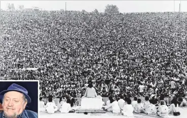  ?? PHOTOS: WIKIPEDIA/YOUTUBE. ?? Documentin­g culture . . . The opening ceremony at the Woodstock music festival in August, 1969. A documentar­y film of the threeday event, produced by Fred Weintraub grossed $US32 million. Inset, left: Fred Weintraub