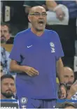  ?? AFP ?? Chelsea manager Maurizio Sarri has not yet commented on his club’s goalkeepin­g situation