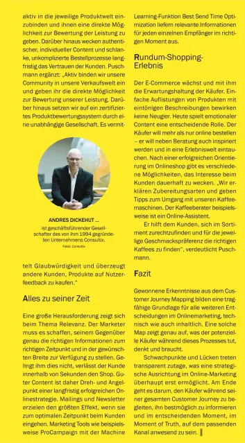  ?? Fotos: Consultix ?? ANDRES DICKEHUT ... ist geschäftsf­ührender Gesellscha­fter des von ihm 1994 gegründete­n Unternehme­ns Consultix.