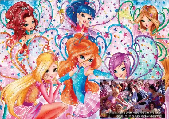  ??  ?? Winx creator Iginio Straffi meets fans with live-action versions of the popular Rainbow characters.