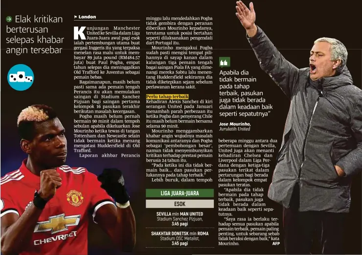  ??  ?? Jose Mourinho, Jurulatih United