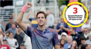  ?? AP ?? Juan Martin del Potro celebrates his victory over Roberto Bautista. —