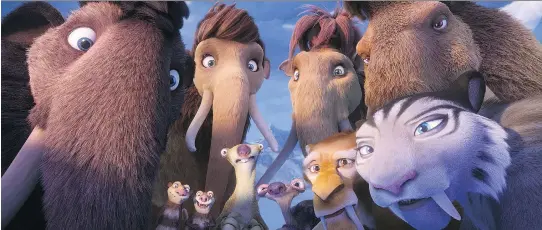  ?? BLUE SKY STUDIOS ?? What are YOU looking at? Familiar faces — and voices, including John Leguizamo, Queen Latifah, Denis Leary and Ray Romano — return for Ice Age: Collision Course.