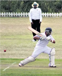  ??  ?? KZN Rural Coastal batsman Gareth Bishop leaves a delivery during his innings on Saturday at Addison Park