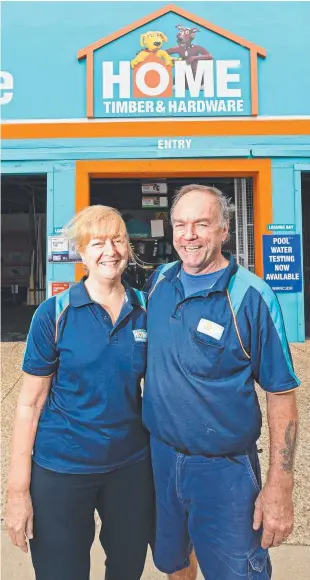  ?? Picture: ZAK SIMMONDS ?? END OF AN ERA: Hardware store owners Sue and Kevin Gill are retiring after the council bought their building off them for the new bus hub.