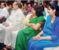  ??  ?? Chief Guest Speaker Karu Jayasuriya is seated. The guest of honour, whose seat was next to him, remains vacant.