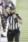  ?? AP file photo ?? Sarah Thomas was named as part of the officiatin­g crew for the Super Bowl on Feb. 7 in Tampa, Fla.