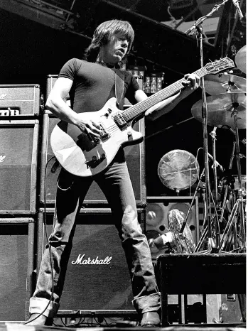  ??  ?? aboveright Malcolm also used a ‘59 Gretsch White Falcon on tours in the early eighties