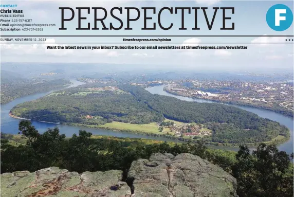 ?? SEALIONDES­IGNS/GETTY IMAGES ?? Moccasin Bend is pictured from atop Lookout Mountain.