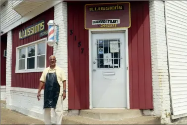  ?? PHOTOS BY ALIAH KIMBRO — THE MORNING JOURNAL ?? Kenneth Patton, shown above and below, has owned and operated Illussions Hair Design for 37years.