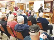  ?? Photo courtesy Xyta Lucas ?? An audience of 40 people heard a program on the life of Aaron “Rock” Anderson Van Winkle during the March meeting of the Bella Vista Civil War Roundtable.