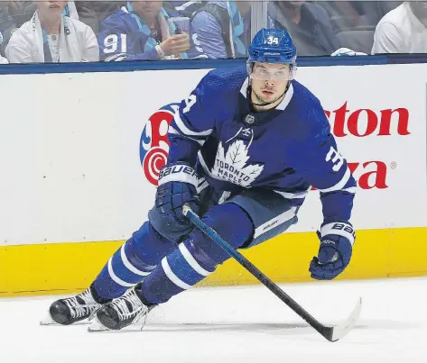  ?? CLAUS ANDERSEN/GETTY IMAGES ?? Toronto Maple Leafs centre Auston Matthews is leading the NHL in goals with seven in four games.