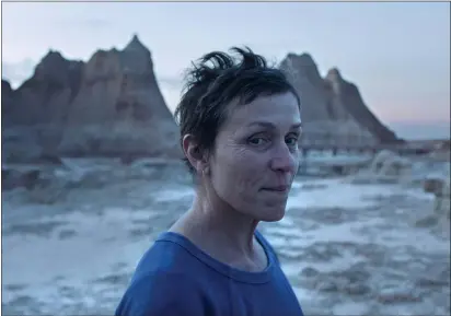  ?? SEARCHLIGH­T PICTURES ?? Part-time Bolinas resident Frances McDormand stars in the film “Nomadland” as a woman living rootlessly across the American West after the Great Recession.