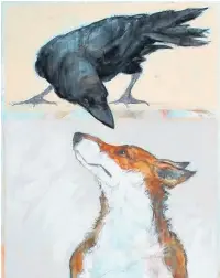  ??  ?? ●»Detail of The Fox and the Raven, a painting by Sylvia Parkinson Brown