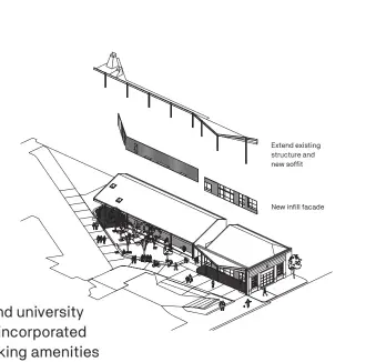  ??  ?? Extend existing structure and new soffit
New infill facade