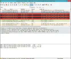  ??  ?? Wireshark zeigt den gesamten Datenverke­hr an, der über den Netzwerkad­apter eines Rechners läuft. Das Tool kann aber auch Protokolld­aten der Fritzbox auswerten.