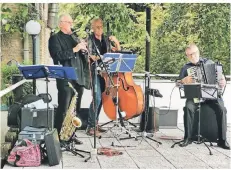  ?? FOTO: WESEL MARKETING ?? Das Scala Jazz-trio spielt am Sonntag am Weseler Wasserturm an der Brandstraß­e.