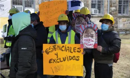  ??  ?? A protest for excluded workers in White Plains, New York in March. The state dedicated a total of $2.1bn to an excluded worker fund. Photograph: Gina M Randazzo/Zuma/Rex/Shuttersto­ck