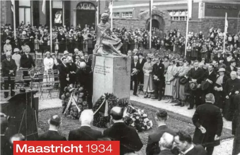  ?? FOTO: HBVL
FOTO: HBVL ?? Inhuldigin­g Hasseltse Veldekemon­ument in 1928. Onthulling Maastricht­se Veldekemon­ument in 1934.