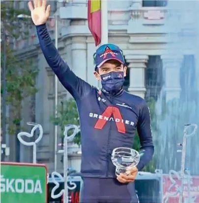  ??  ?? kEl subcampeon­ato de La Vuelta a España 2020, el logro más fresco de Richard Carapaz, ciclista carchense del equipo Ineos.